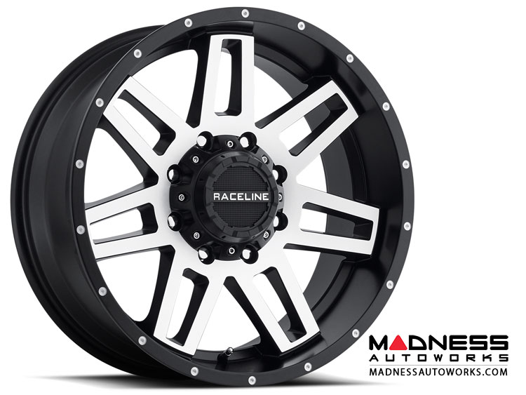 Jeep Custom Wheels (1) - Raceline - 931M - 17"x9" - Injector Black w/ Machined Finish